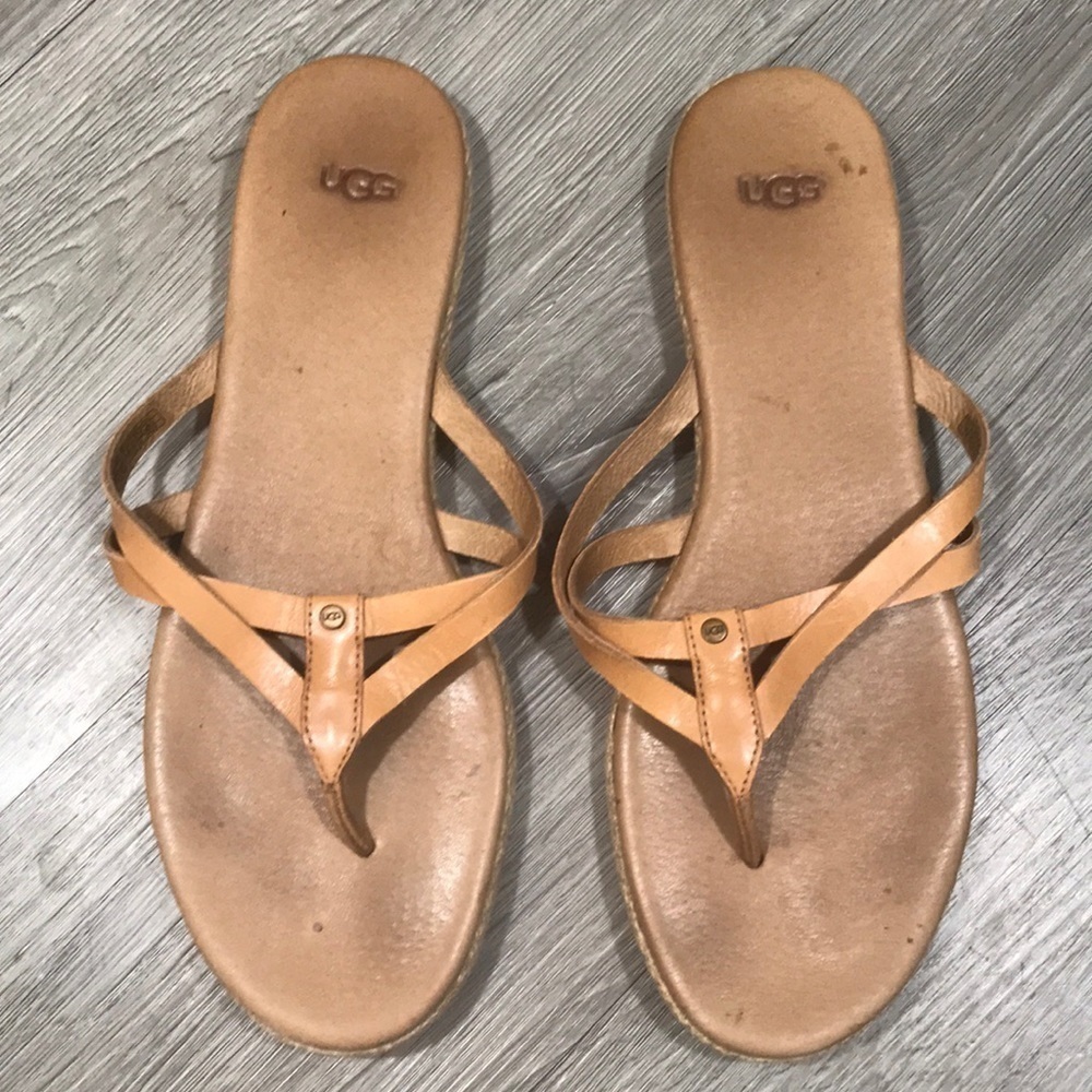UGG Annice Tan Leather Flip Flop Stile Sandals    ‎        size 10